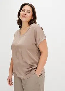 Maglia con inserto in satin, bonprix