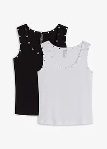 Top a costine in puro cotone biologico (pacco da 2), bonprix