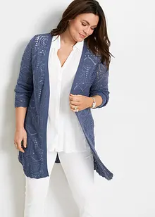 Cardigan lungo traforato, bonprix
