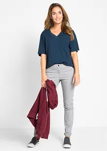 Maglia lunga e larga con scollo a V e maniche corte (pacco da 5), bonprix