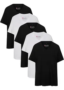 Maglia lunga e larga con scollo a V e maniche corte (pacco da 5), bonprix