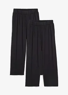 Pantaloni in jersey cropped, vita alta (pacco da 2), bonprix