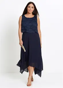 Abito midi in chiffon con pizzo, bonprix