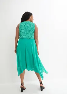 Abito midi in chiffon con pizzo, bonprix