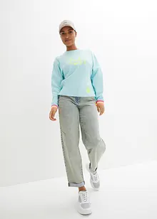 Felpa oversize con bordi colorati in puro cotone, bonprix