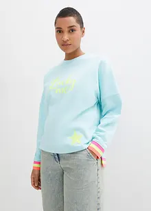Felpa oversize con bordi colorati in puro cotone, bonprix