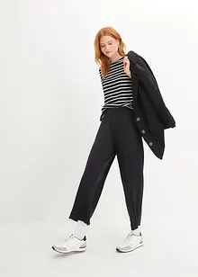 Pantaloni in jersey cropped, vita alta (pacco da 2), bonprix