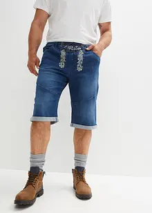 Bermuda in jeans elasticizzati con ricami, regular fit, bonprix