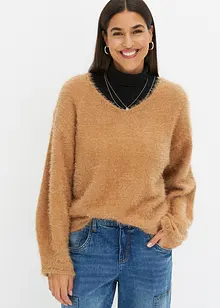 Maglione in filato piumato morbido, bonprix