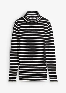 Maglione a collo alto a coste, a righe, bonprix