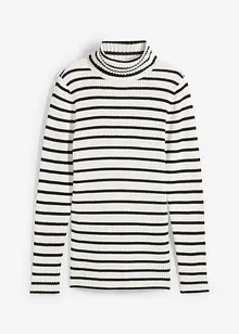 Maglione a collo alto a coste, a righe, bonprix