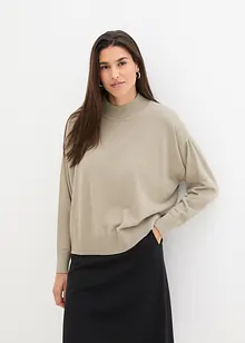 Maglione oversize in maglia fine con collo dritto, bonprix