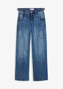 Jeans wide leg, a vita media, bonprix