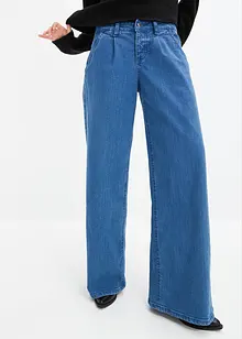 Jeans wide leg, a vita media, bonprix