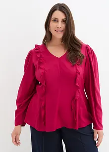 Blusa in viscosa fluente con volant, bonprix