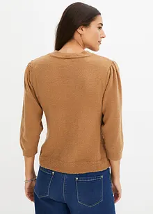 Maglione con maniche a 3/4 e dettagli traforati, bonprix