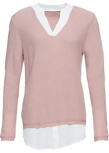 Maglione in filato fine con inserti effetto camicia, bonprix