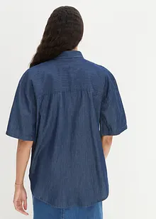 Camicia di jeans elasticizzata oversize con mezze maniche, bonprix