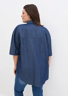 Camicia di jeans elasticizzata oversize con mezze maniche, bonprix