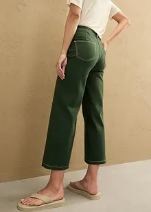 Pantaloni a palazzo in twill con cuciture a contrasto e cinta comoda, bonprix