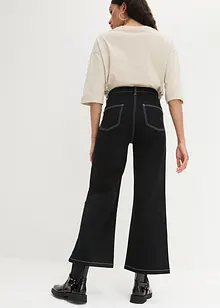 Pantaloni a palazzo in twill con cuciture a contrasto e cinta comoda, bonprix