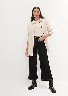 Pantaloni a palazzo in twill con cuciture a contrasto e cinta comoda, bonprix