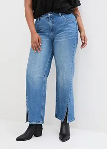 Jeans wide leg con spacco, a vita media, bonprix