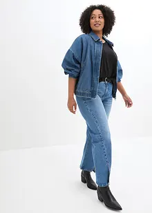 Jeans wide leg con spacco, a vita media, bonprix