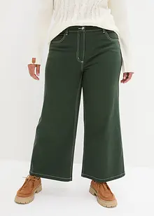 Pantaloni a palazzo in twill con cuciture a contrasto e cinta comoda, bonprix