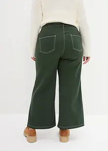 Pantaloni a palazzo in twill con cuciture a contrasto e cinta comoda, bonprix