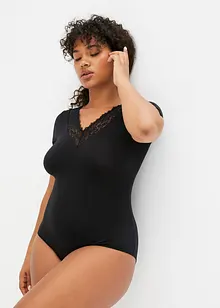 Body a mezze maniche in modal con pizzo, bonprix