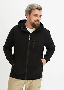 Felpa con zip, cappuccio, dettagli sportivi, in materiale leggero effetto neoprene, bonprix