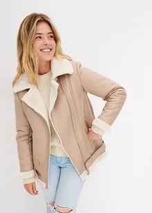 Giacca shearling biker, bonprix