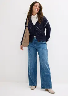 Jeans wide leg, a vita media, bonprix