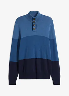 Maglione con collo e bottoni in color block con cotone, bonprix