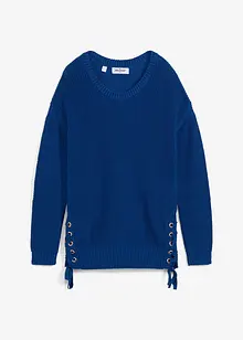 Maglione oversize in cotone con stringature, bonprix