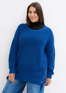 Maglione oversize in cotone con stringature, bonprix