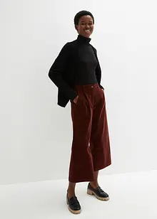 Pantaloni culotte cropped di velluto elasticizzato con cinta comoda, vita alta, bonprix