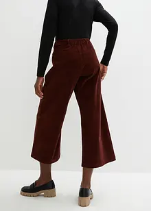 Pantaloni culotte cropped di velluto elasticizzato con cinta comoda, vita alta, bonprix