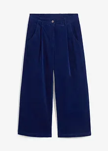 Pantaloni culotte cropped di velluto elasticizzato con cinta comoda, vita alta, bonprix