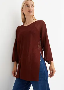 Maglione oversize con motivo traforato, bonprix