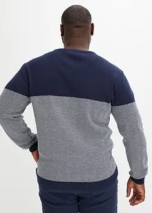 Maglione in filato fine con motivo a spina di pesce e cotone, bonprix