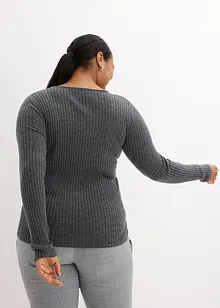 Maglione a costine in pura lana merino, bonprix