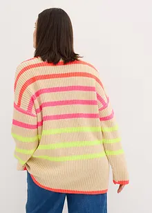 Maglione oversize con righe neon, bonprix