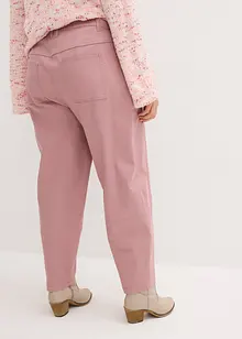 Pantaloni in twill barrel shape con cuciture laterali spostate in avanti e cinta comoda, a vita alta, bonprix