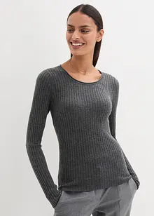 Maglione a costine in lana merino, bonprix