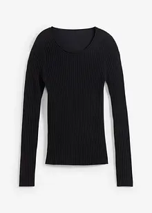 Maglione a costine in lana merino, bonprix