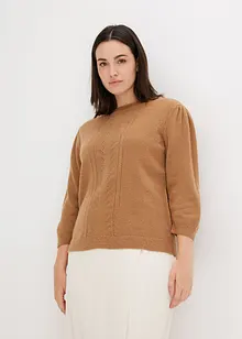 Maglione con maniche a 3/4 e dettagli traforati, bonprix