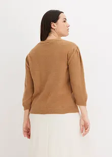 Maglione con maniche a 3/4 e dettagli traforati, bonprix