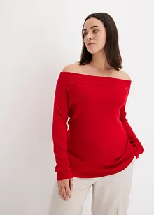 Maglione a coste con spalle scoperte, bonprix